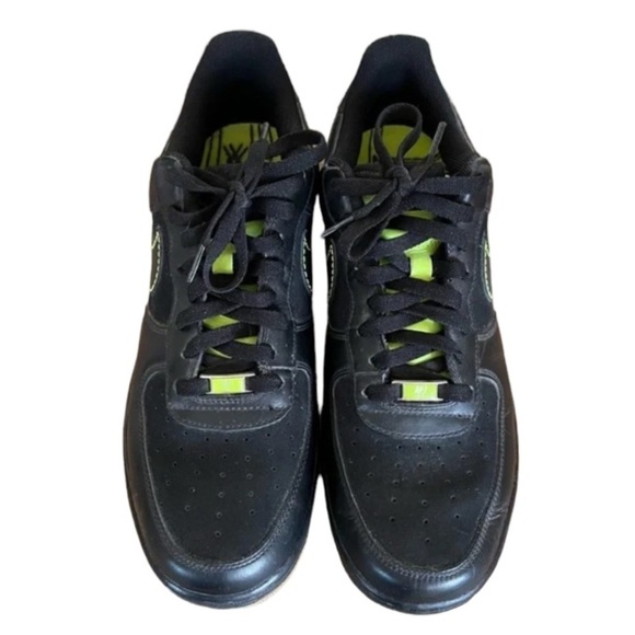 Nike Air Force One 07 Black/Volt Sz 7Y Women 6 Low Suede Basketball Shoes - Picture 6 of 10